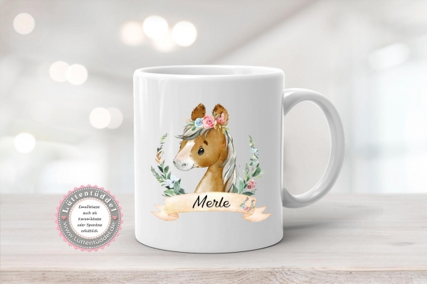 Fohlen Pony Wechselwäsche Beutel Wechselkleidung Name (personalisiert) Kindergarten Wunschname KITA Kindergarten Einschulung Lüttentüddel®